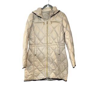 Michael Kors Packable Down Puffer Jacket Long Sleeve Full Zip Beige Tan Size M